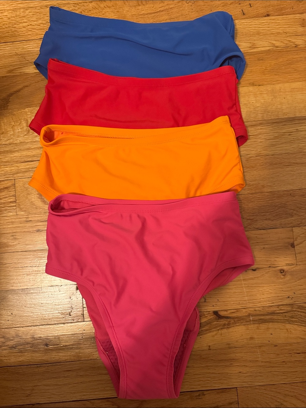 Colorful High-Waist Bikini Bottoms Blue, Red, Orange, Pink- Period Bottoms